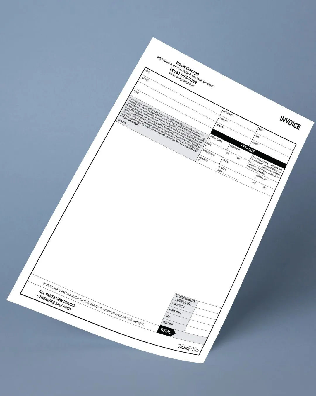 Precision Auto Repair Carbonless Forms (Invoice) 1