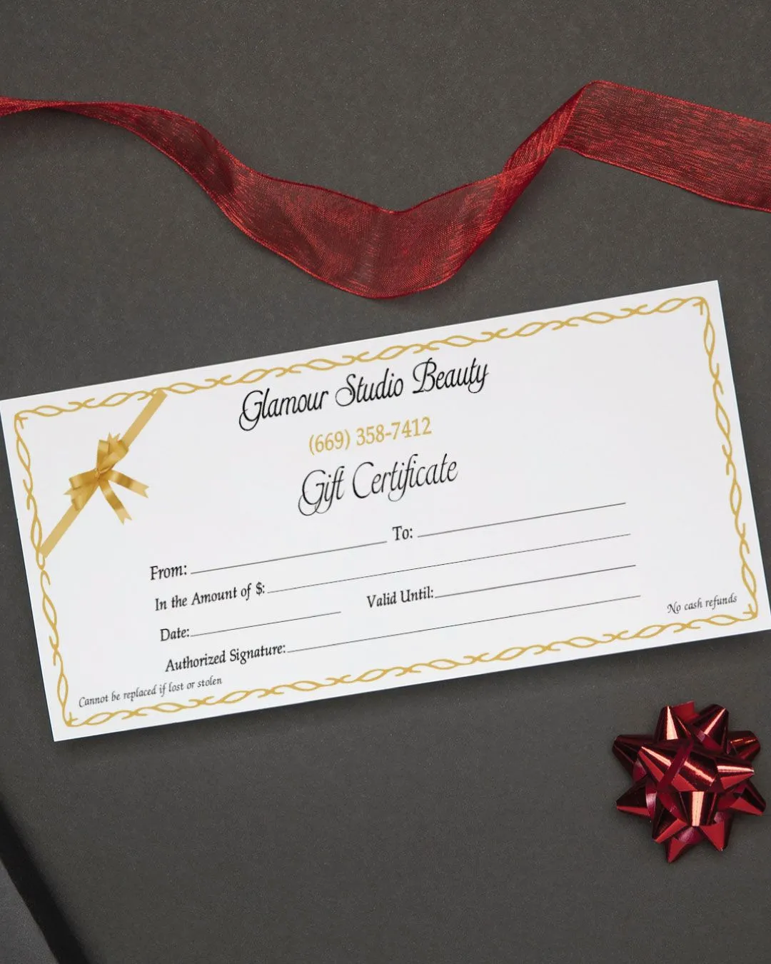 Golden Ribbon Elegance Nails & Spa Gift Certificate 1