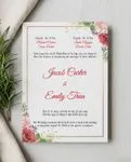 Gorgeous Frame and Flowers Simple Flat 5x7 Wedding Invitation 1
