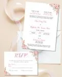 Blush Bloom Simple Flat 5x7 Wedding Invitation 1