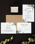 Botanical Greenery Simple Flat 5x7 Wedding Invitation 1