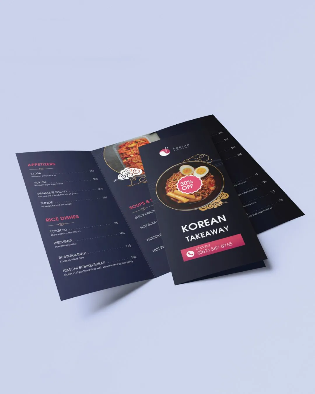 Korean Blue To-Go Menus