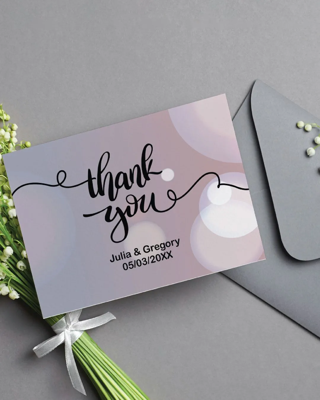 Bubble glyph design Thank You Card Wedding