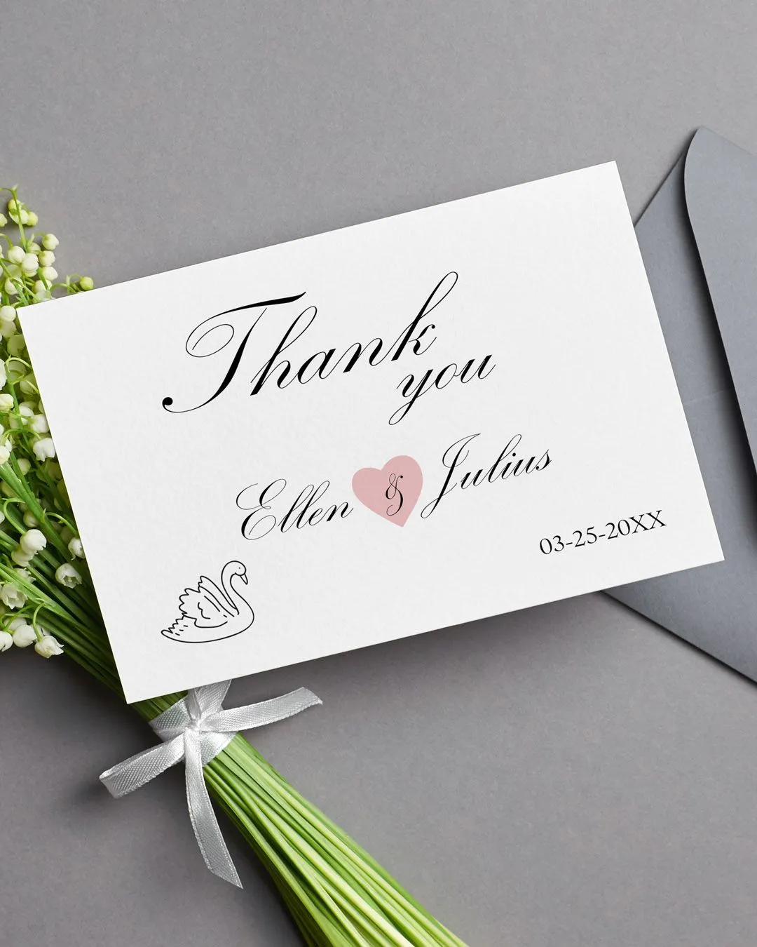 Goose Drawing Thank You Cards Wedding
