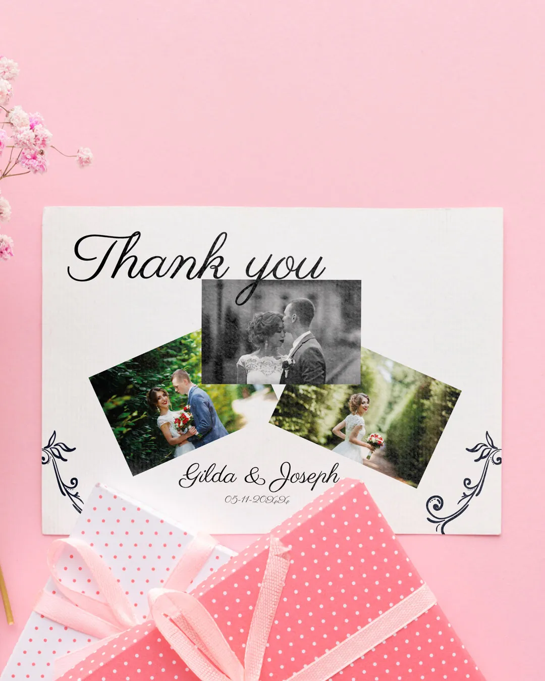 Collage Design Thank You Cards Wedding