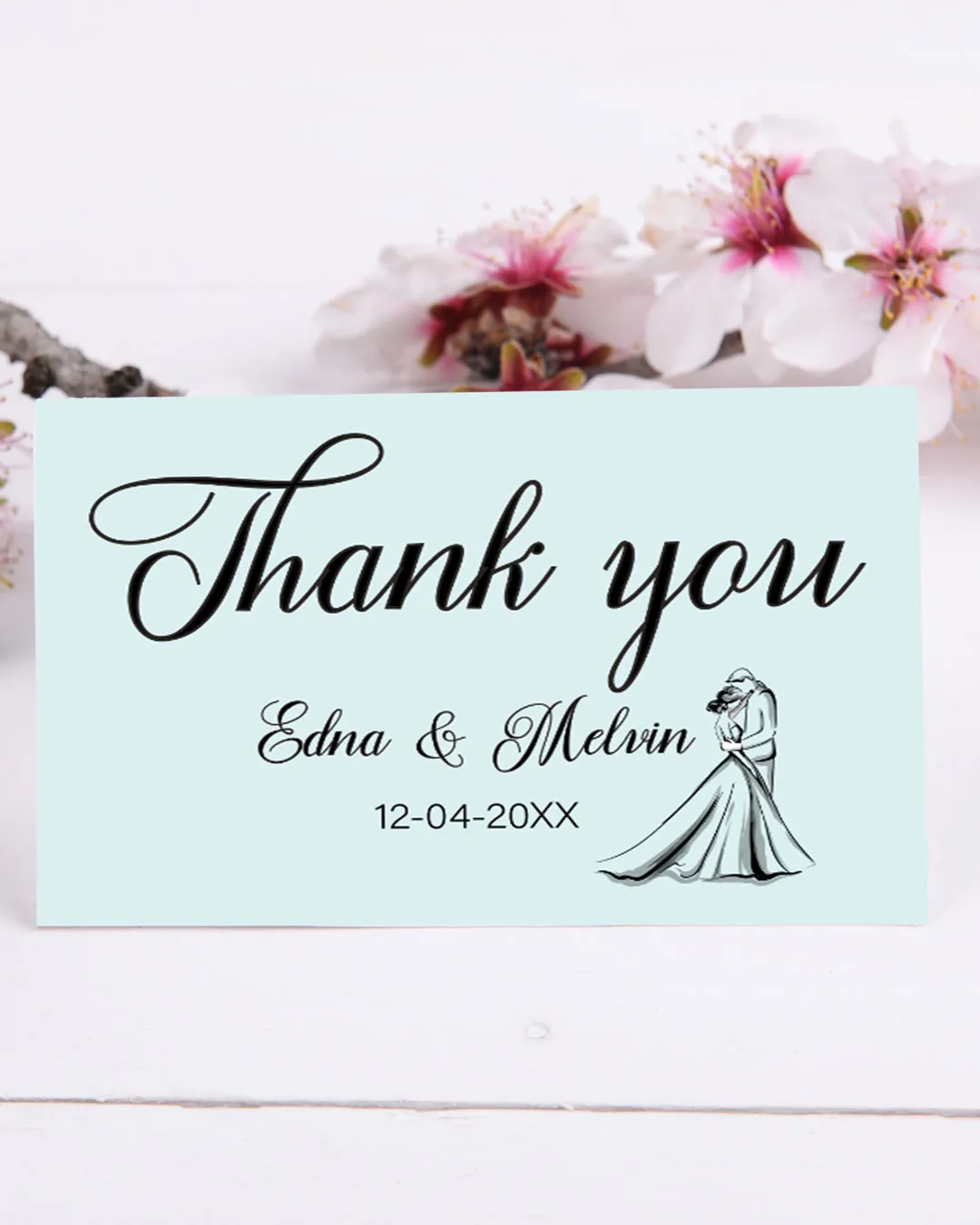 Simple Turquoise Blue Thank You Cards Wedding
