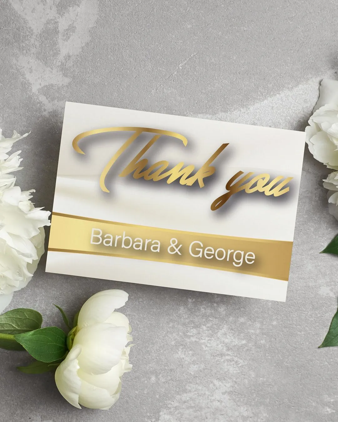 Metallic Gold Thank You Cards Wedding