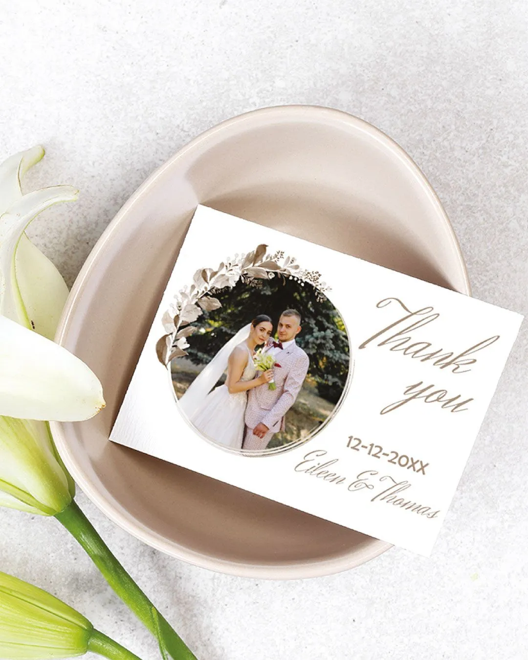 Elegant Dried Leaves Thank You Cards Wedding