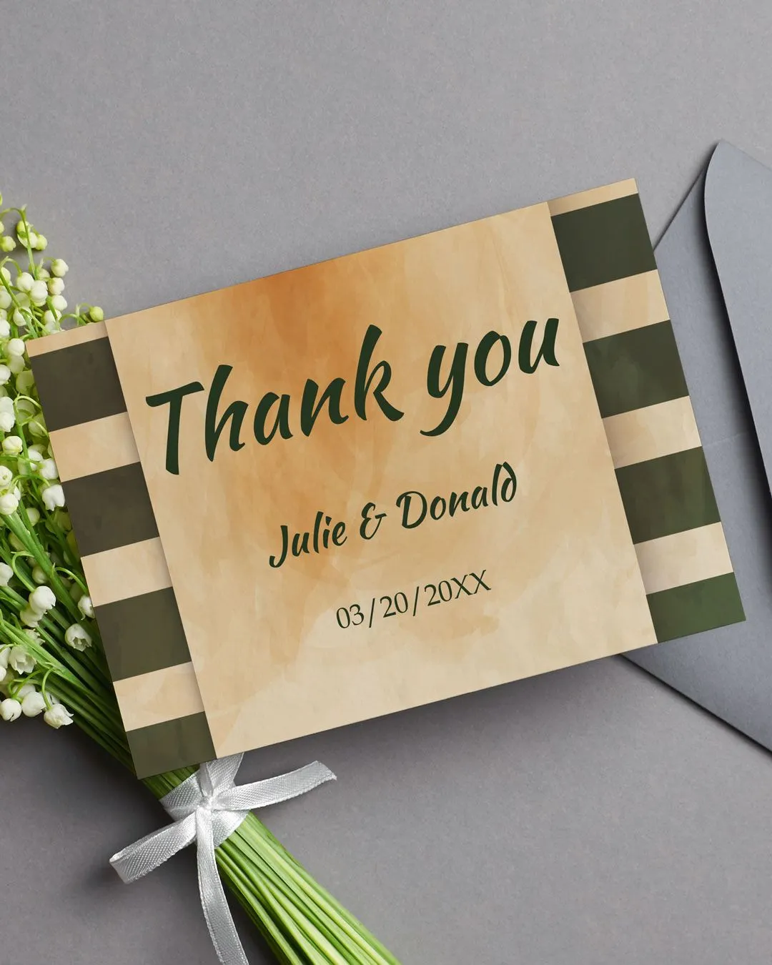 Green Font Thank You Cards Wedding