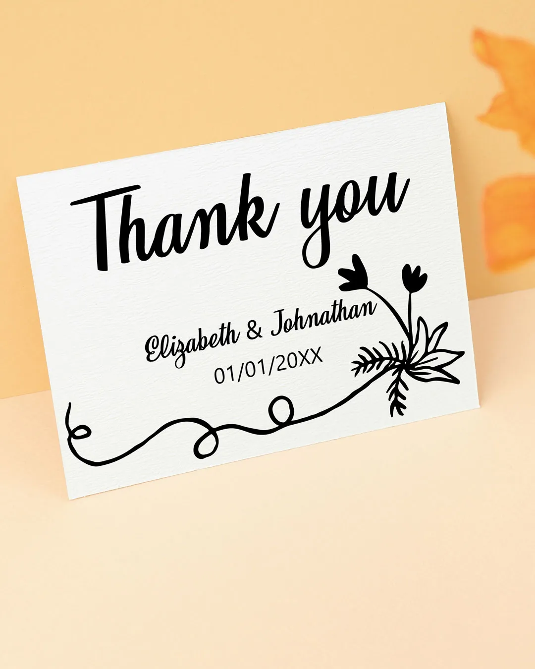 Beautiful Black Glyph Thank You Cards Wedding