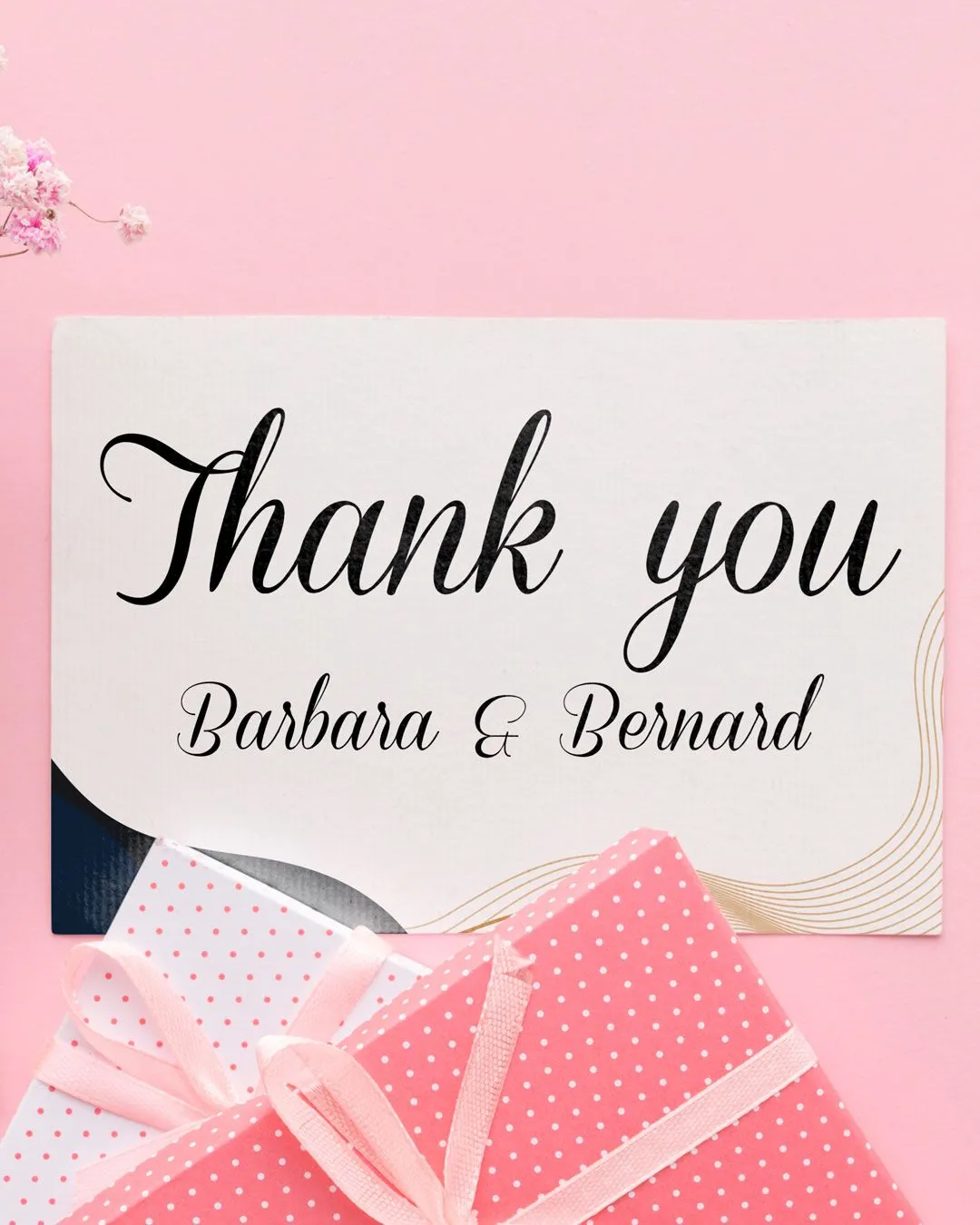 Golden and Blue Waves Thank You Cards Wedding