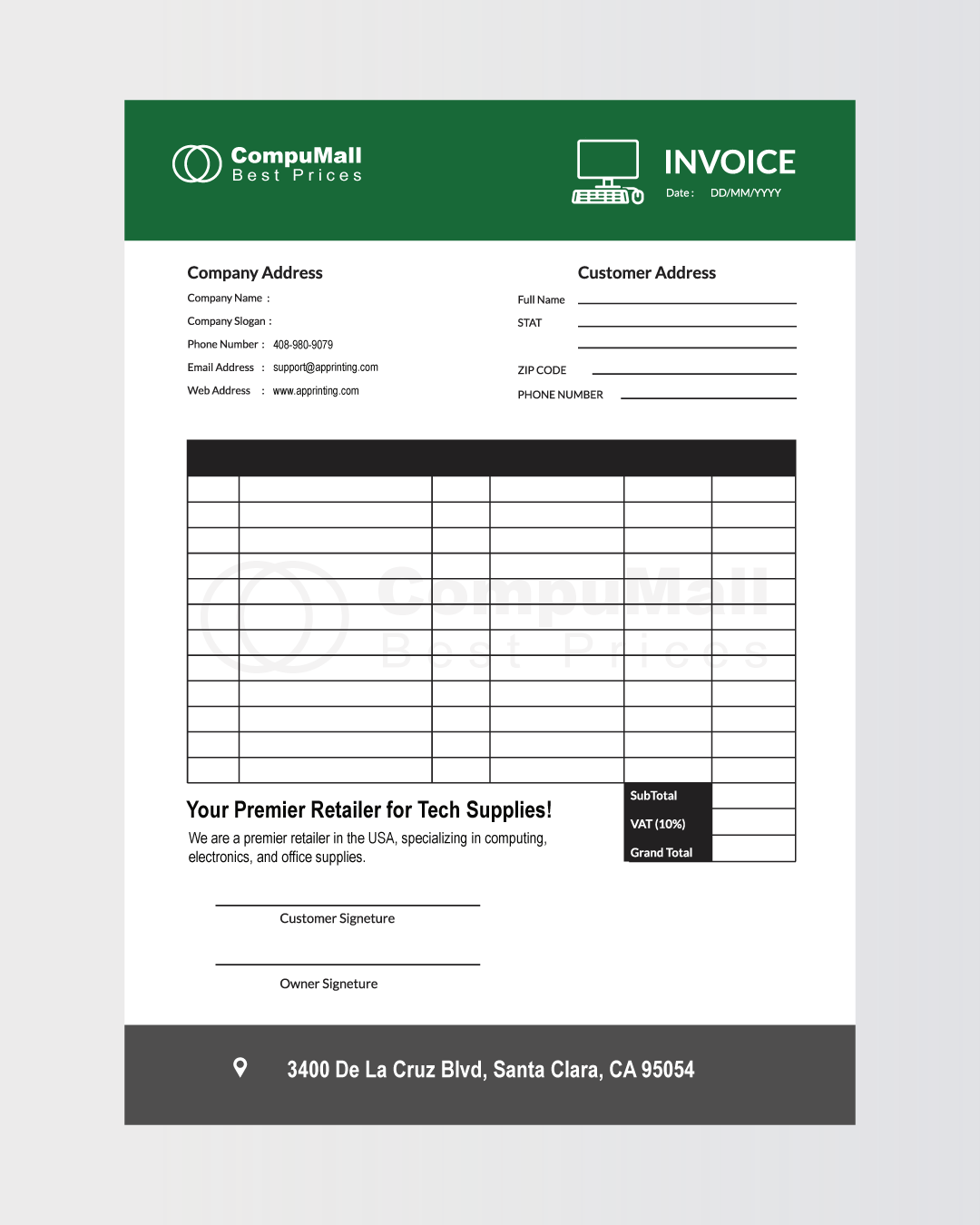 PC Store Carbonless Form 1