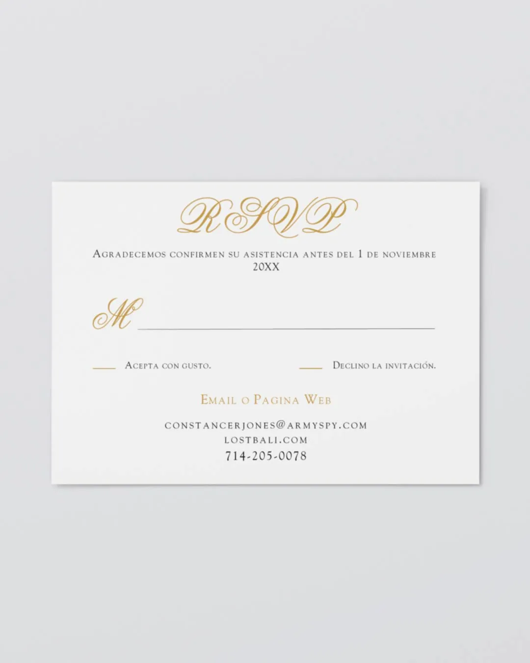 Golden Script Elegance Simple Flat 5x7 Wedding Invitation 2