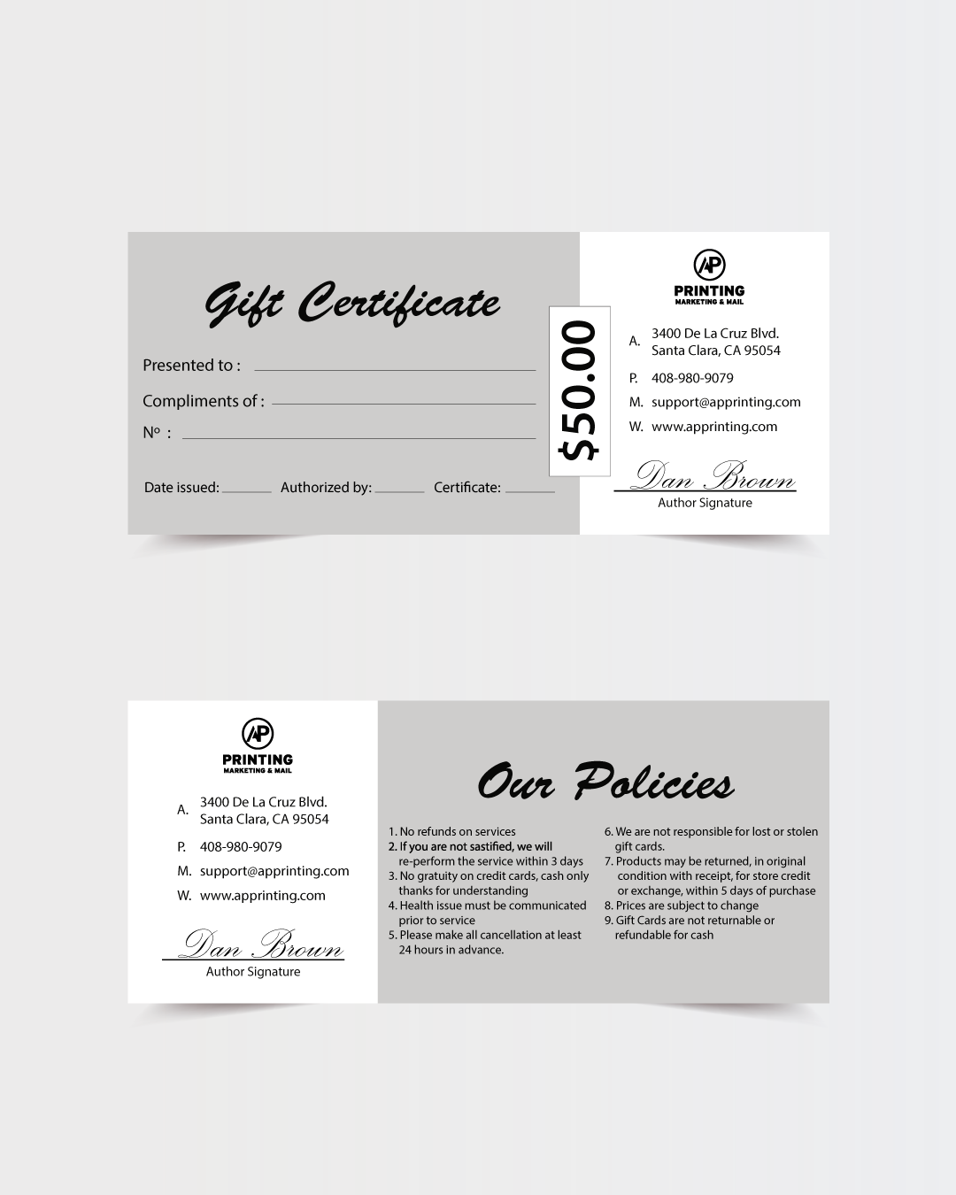 Standard Gift Certificate 2
