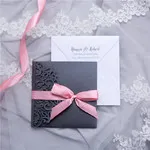 Lace Tri-Fold Embossing and Laser Cut Pocket Wedding Invitation