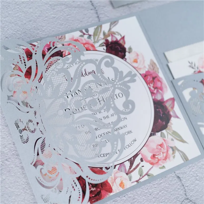 CL-WRAP-66 M-M Midnight Hearts and Cog Circles Laser Cut Wedding Invitation