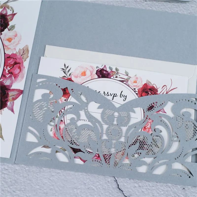 CL-WRAP-66 M-M Midnight Hearts and Cog Circles Laser Cut Wedding Invitation