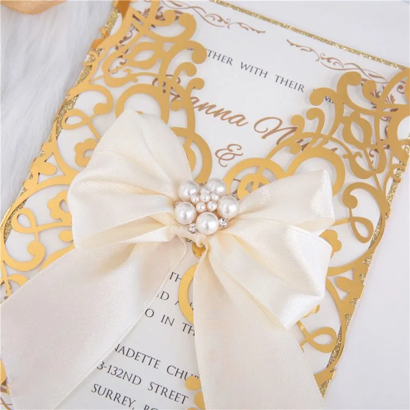 Snowflake Laser Cut Wrap Wedding Invitation