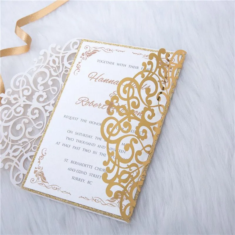 Snowflake Laser Cut Wrap Wedding Invitation