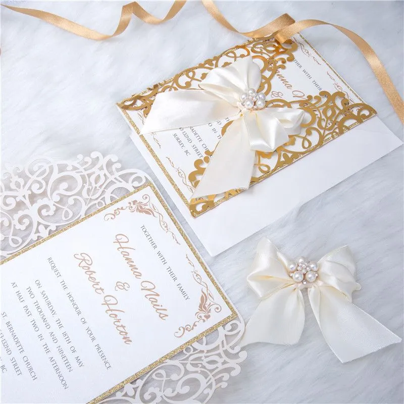 Snowflake Laser Cut Wrap Wedding Invitation