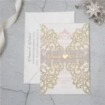 White Diamond Laser Cut Fold Wedding Invitation