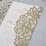 White Diamond Laser Cut Fold Wedding Invitation