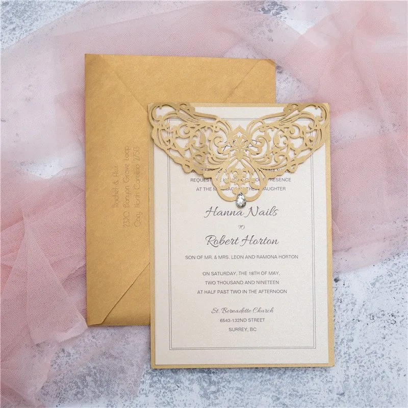 Romantic Laser Cut Lace Wedding Invitation