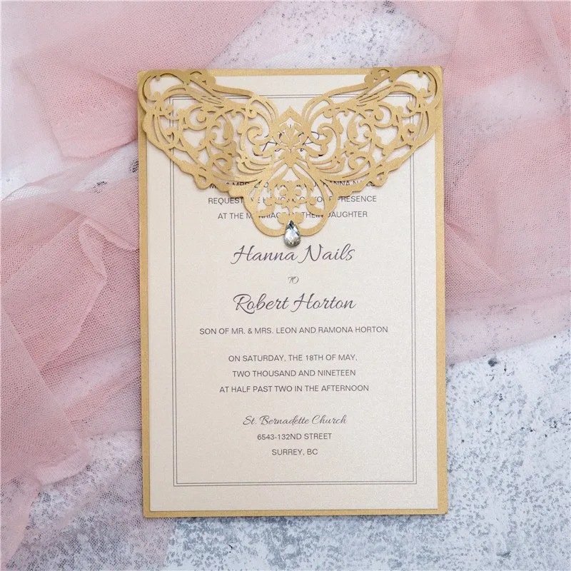 Romantic Laser Cut Lace Wedding Invitation