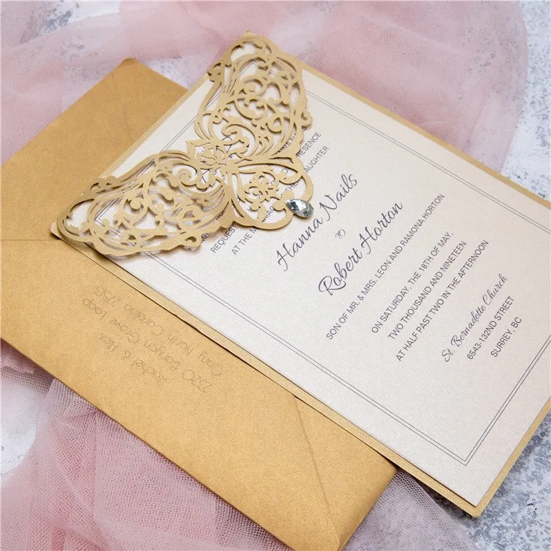 Romantic Laser Cut Lace Wedding Invitation