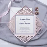 Gorgeous Blush Pink Laser Cut Wedding Invitation