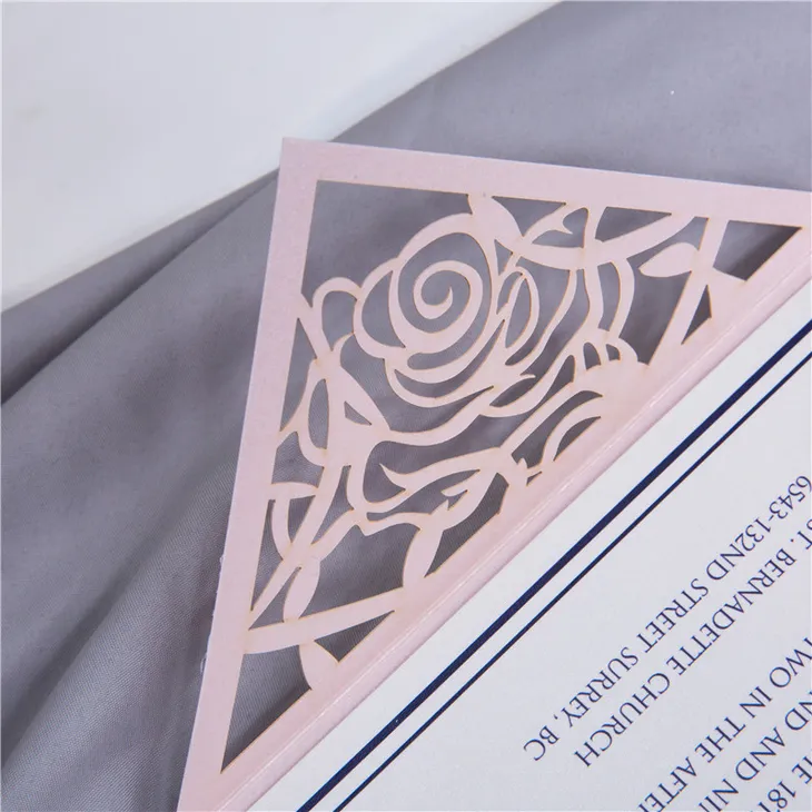 Gorgeous Blush Pink Laser Cut Wedding Invitation