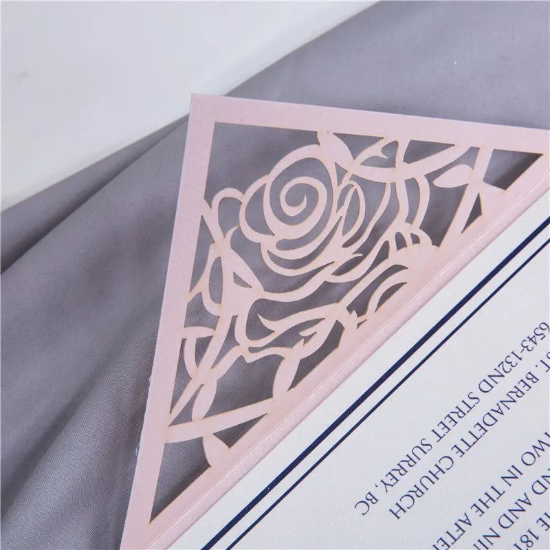 Gorgeous Blush Pink Laser Cut Wedding Invitation