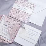 Gorgeous Blush Pink Laser Cut Wedding Invitation