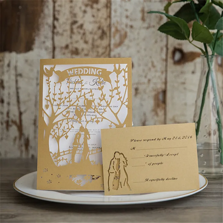 Intricate Flower Lace Laser Cut Wedding Invitation
