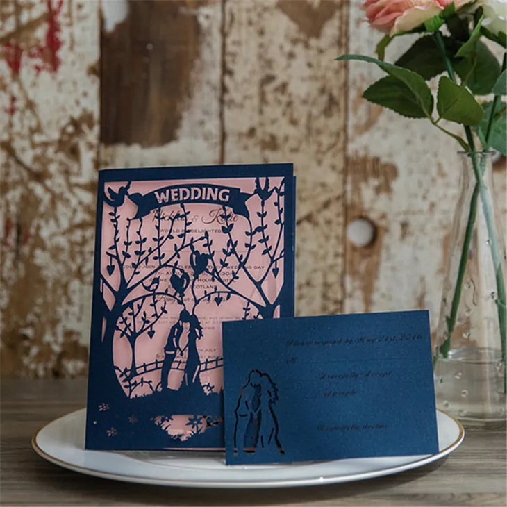 Intricate Flower Lace Laser Cut Wedding Invitation