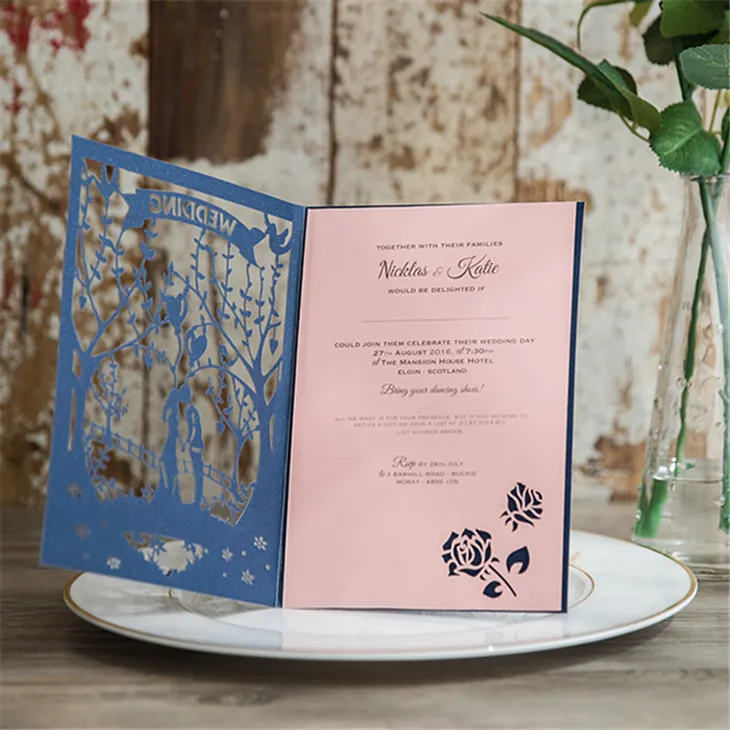 Intricate Flower Lace Laser Cut Wedding Invitation