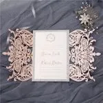 Gold Heart on Fairy Vine Laser Cut Wedding Invitation