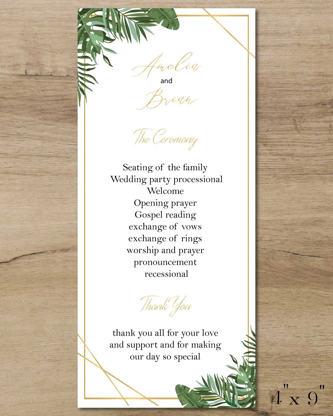 Simple Floral Elegance Wedding Program Cards