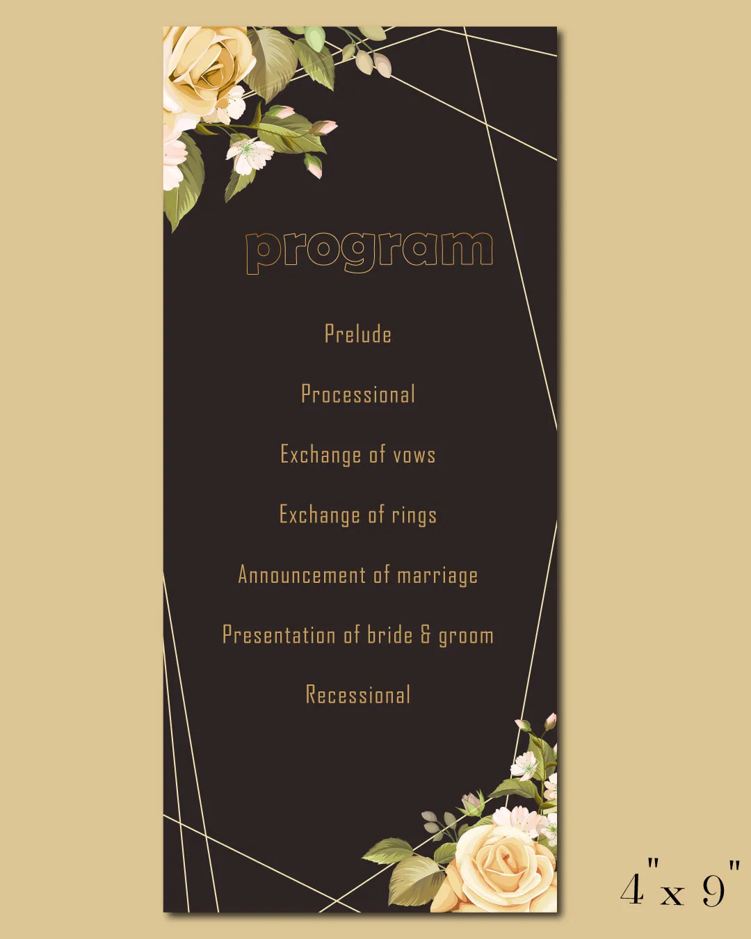 Elegant Floral Art Wedding Program Cards