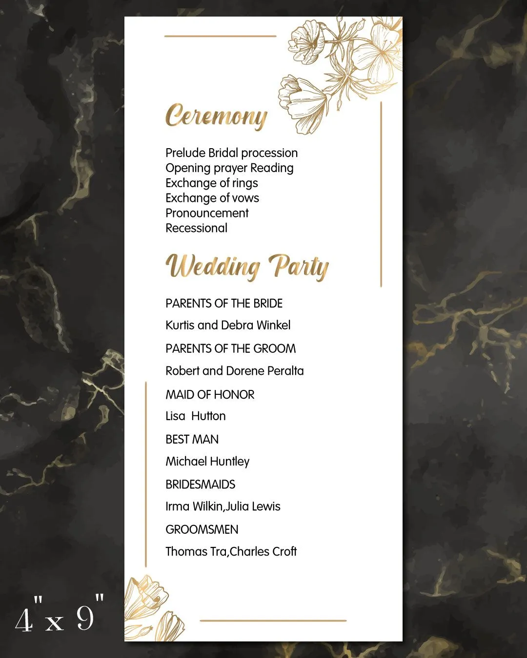 Strong Golden Hues Wedding Program Cards