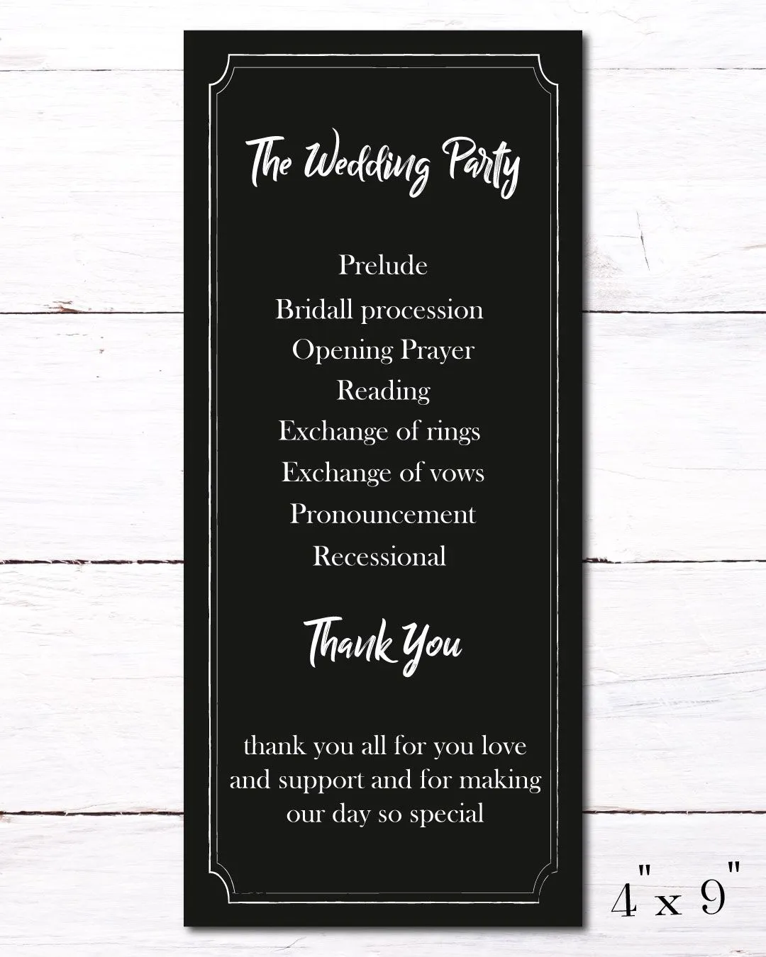 Dark Classic Glamor Wedding Program Cards