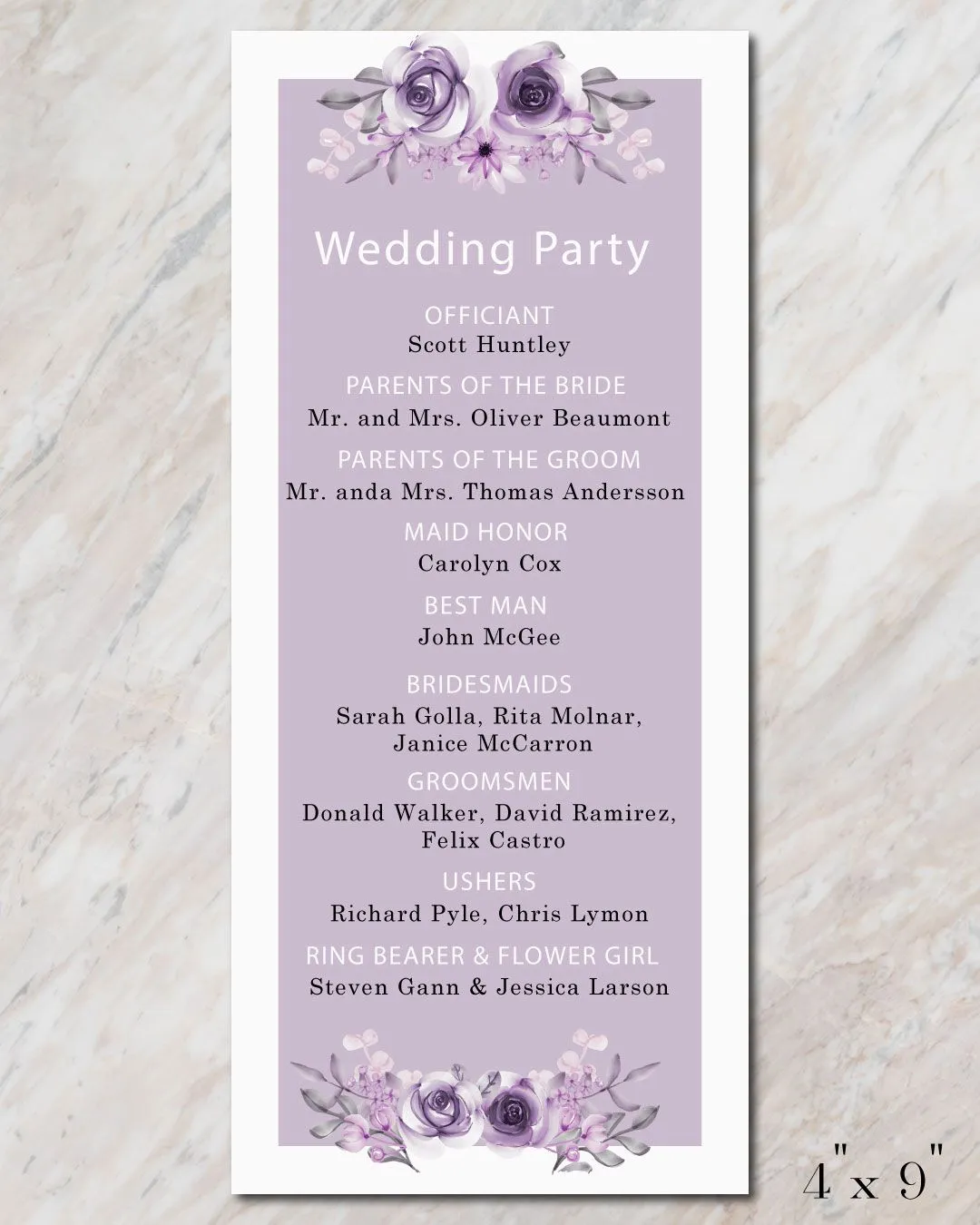 Lush Orchid Themes Wedding Program Cards