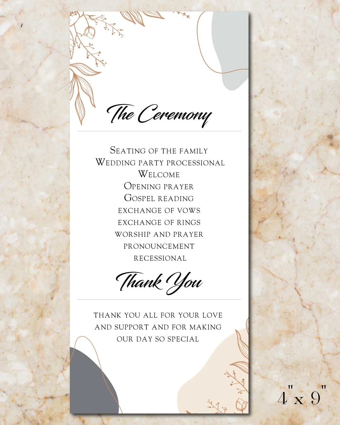 Nature Inspired Wedding Program Cards