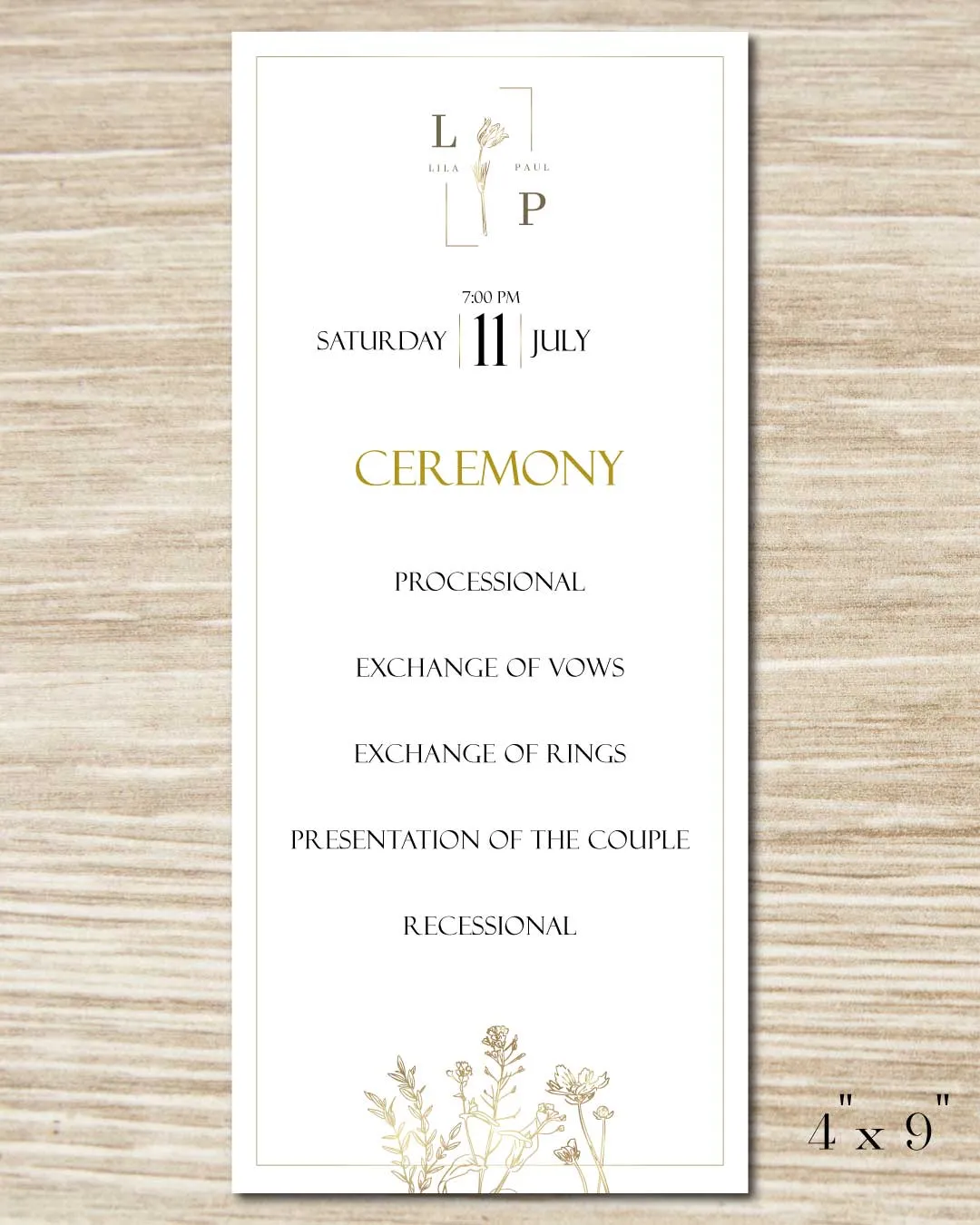 Vintage Elegance Wedding Program Cards