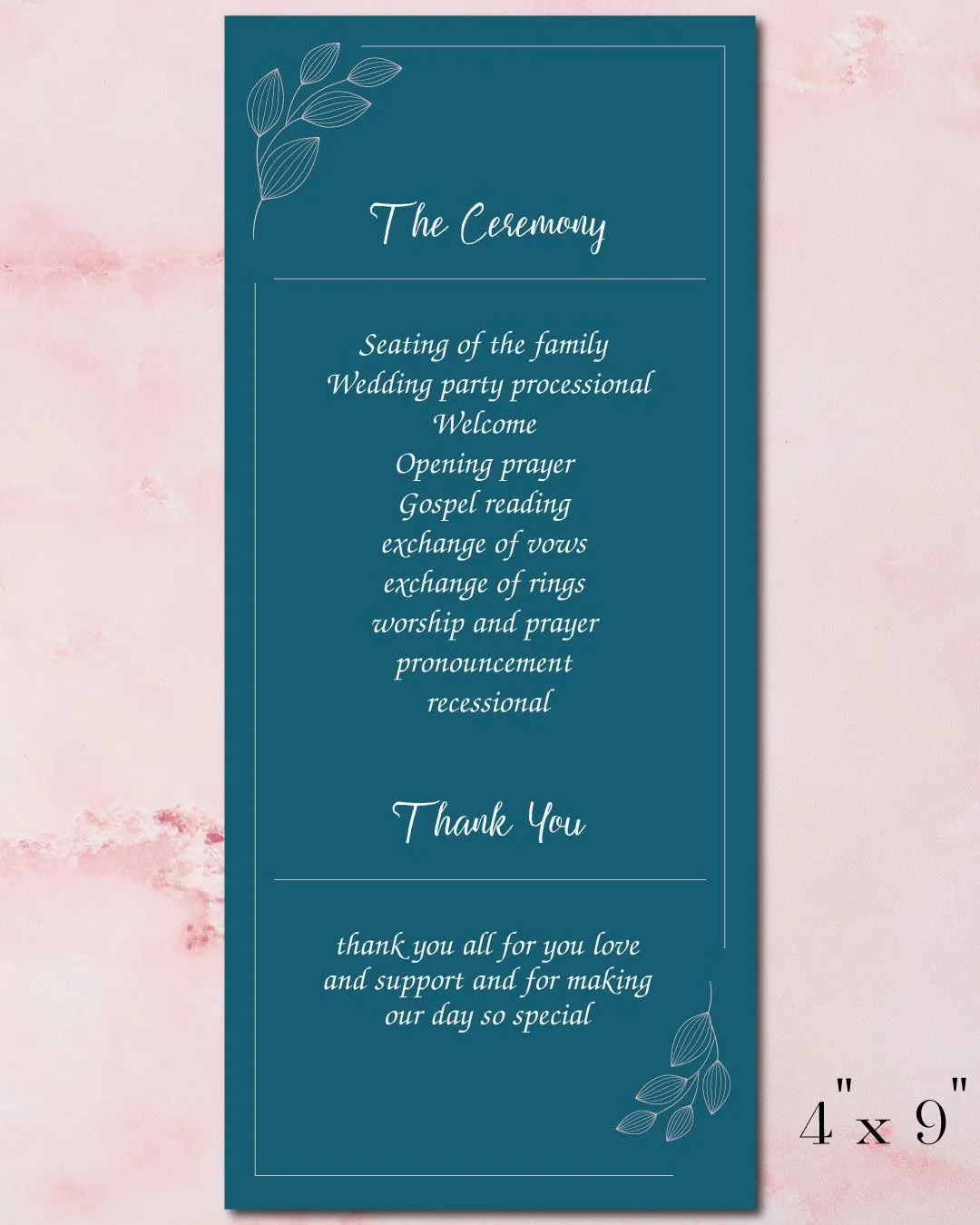 Bluish Atmosphere Theme Wedding Program Cards