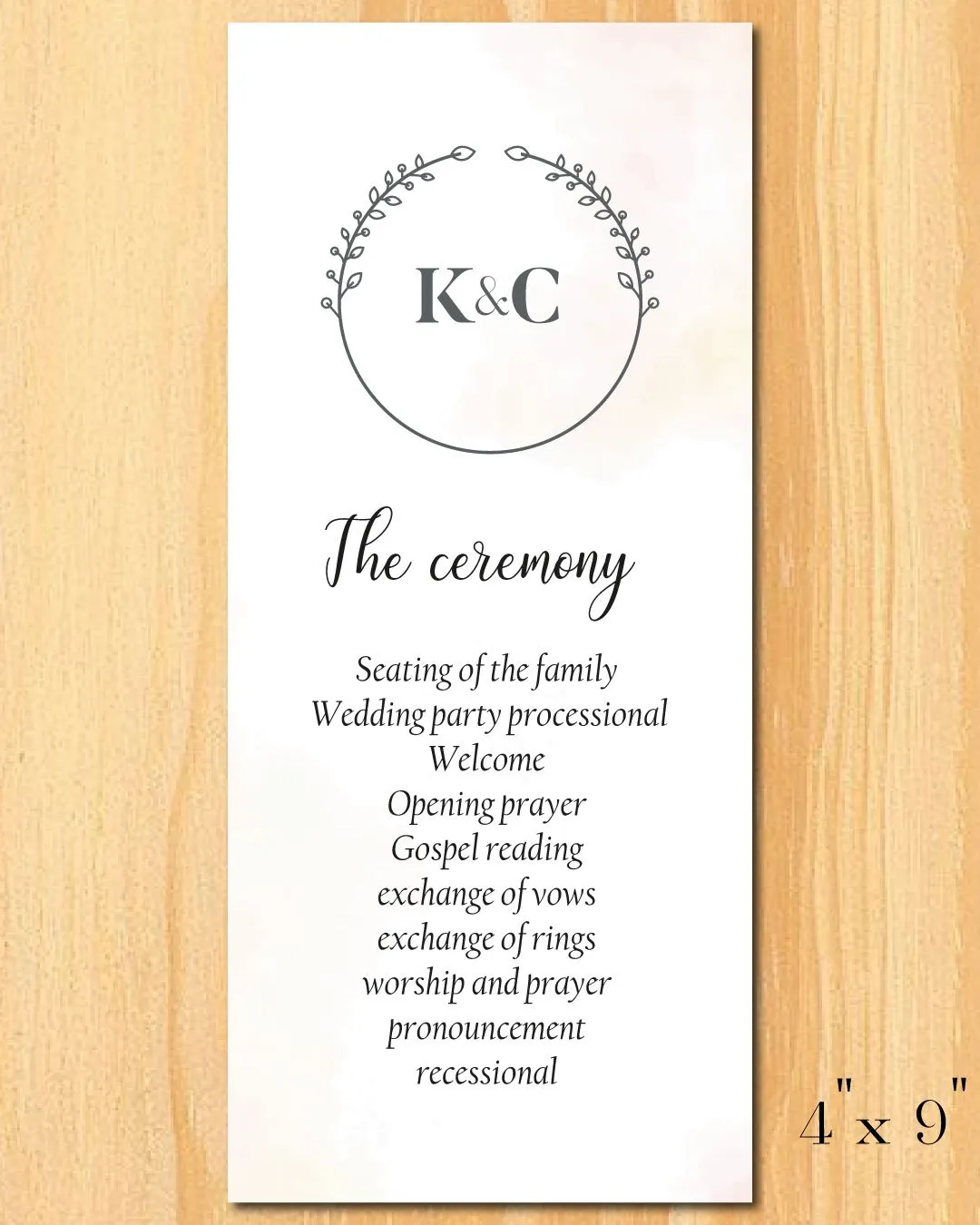 Clean Impressions Wedding Program Cards
