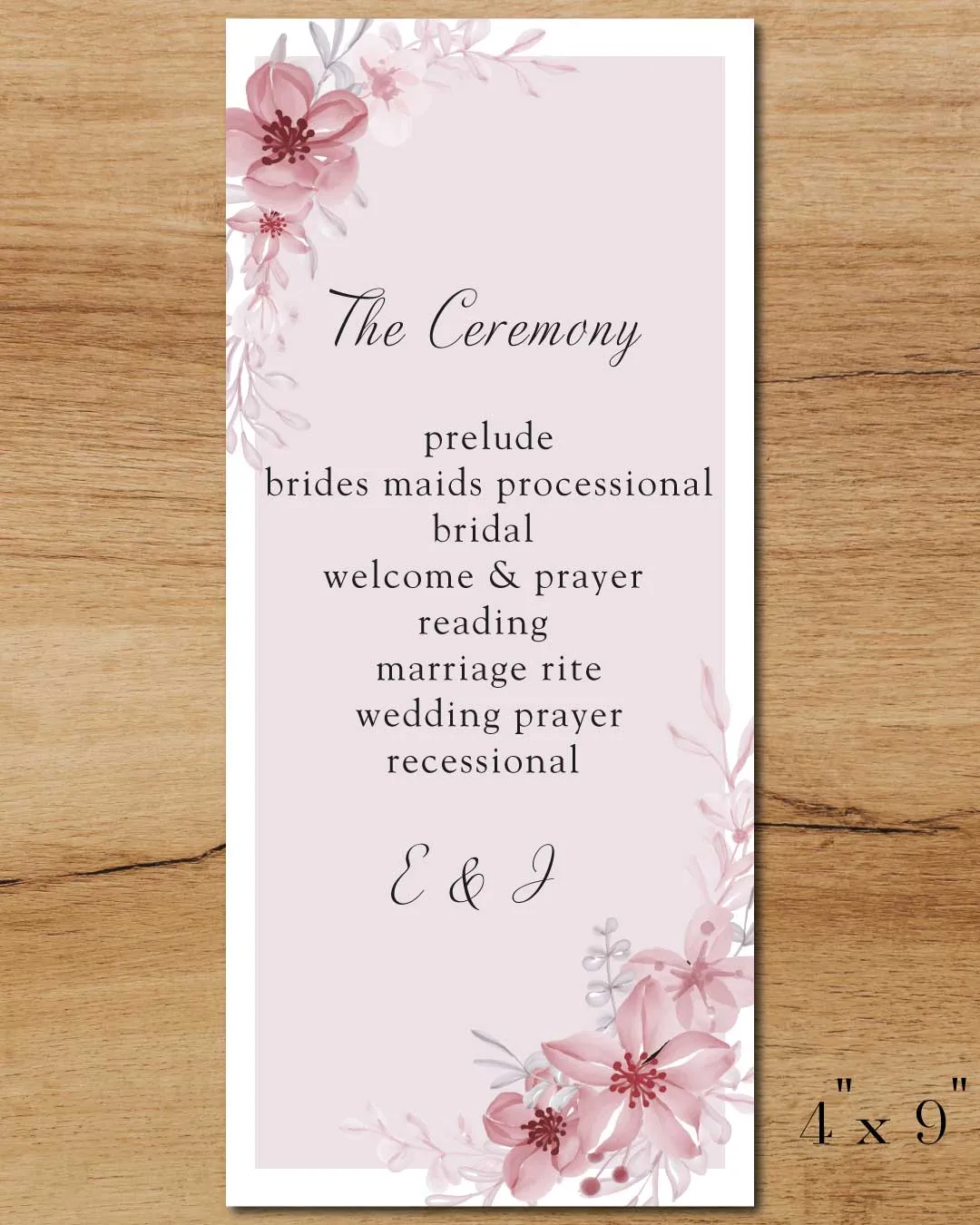 Frame Elegant Orchids Wedding Program Cards
