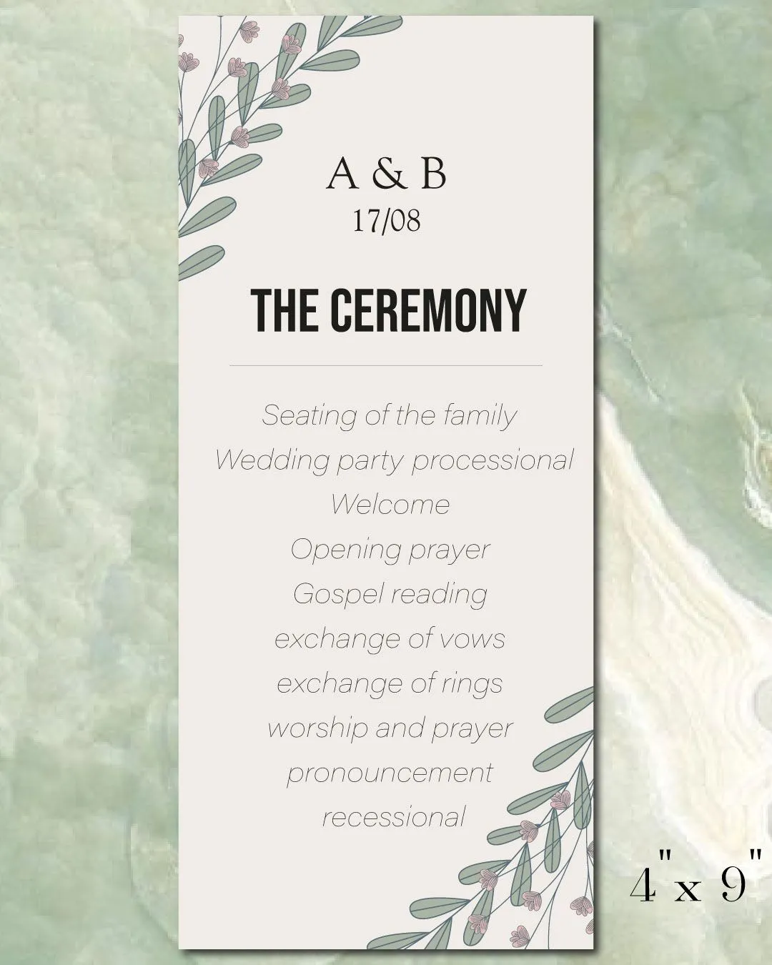 Natural Delicacy Wedding Program Cards