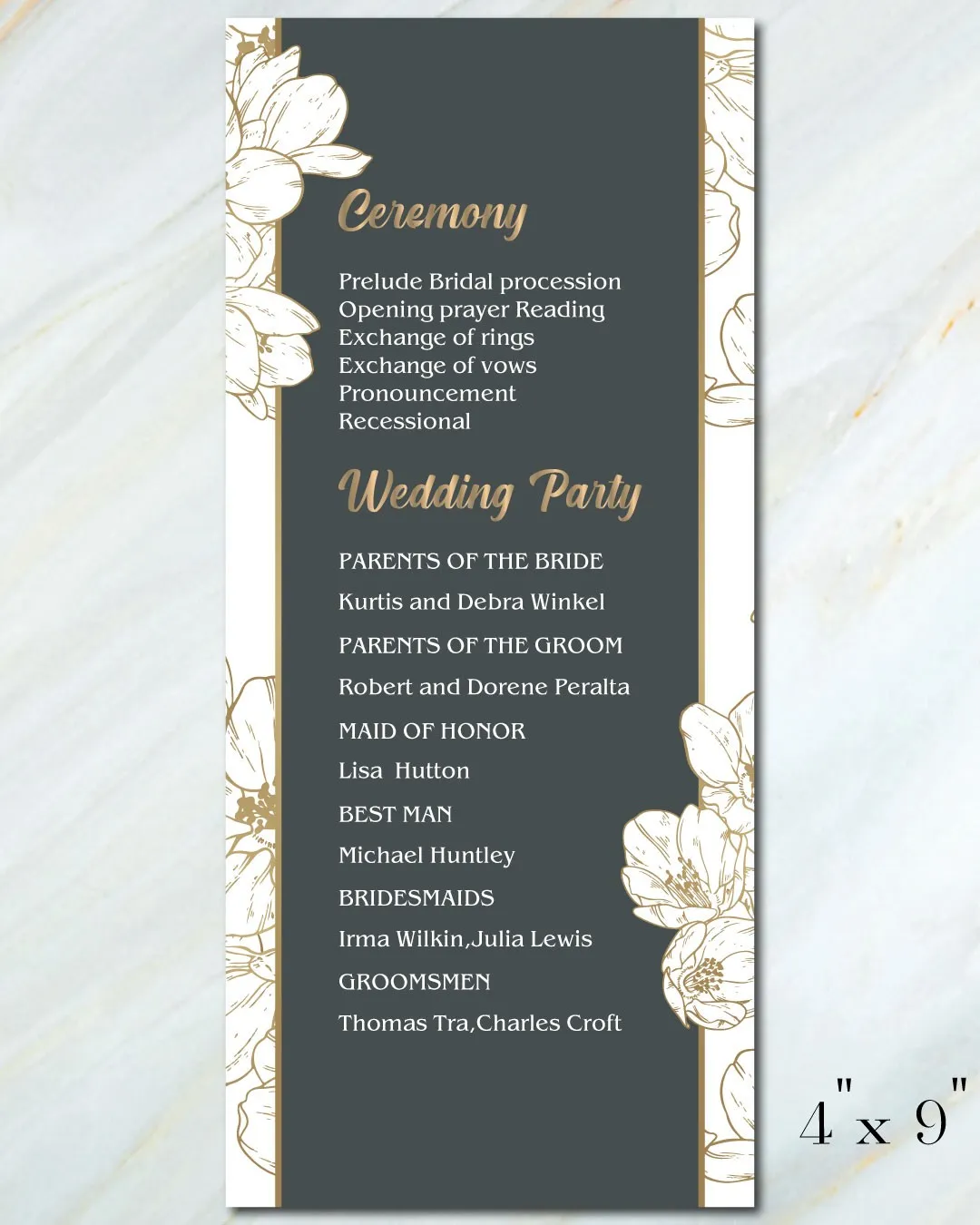 Elegant Border Gold Wedding Program Cards