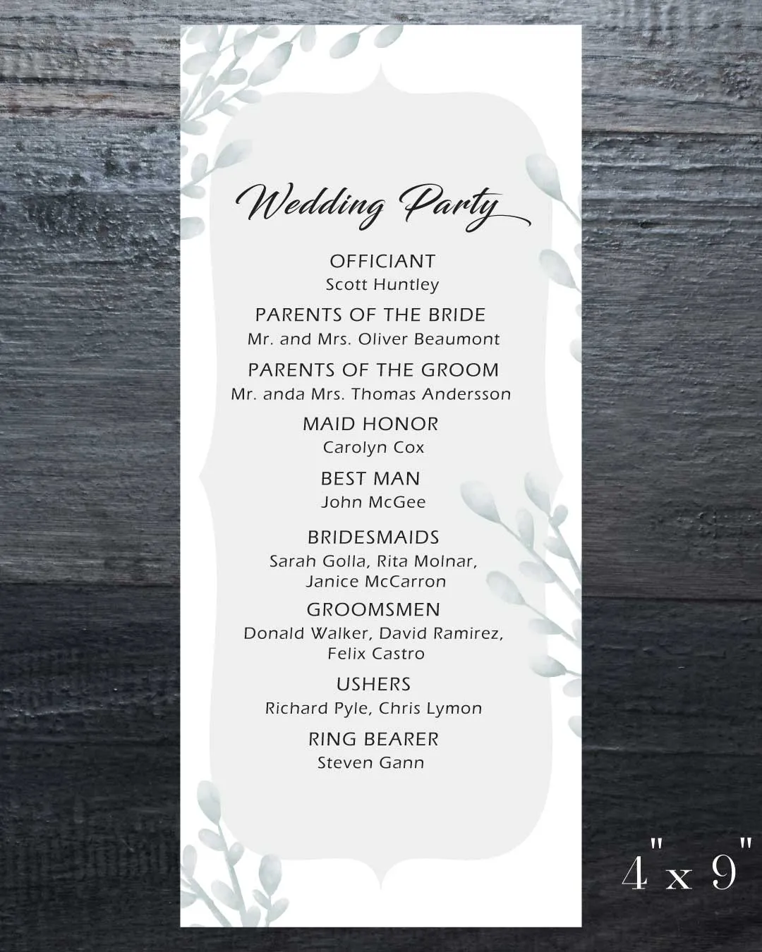 Classic Blue Leaves Wedding Program Cards